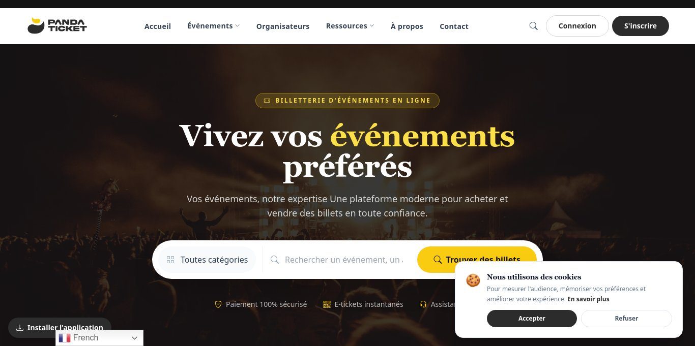PandaTicket — Billetterie événementielle — E-commerce, PandaTicket